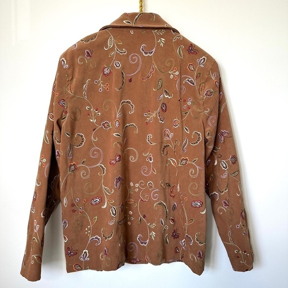 Vintage Draper’s and Damon’s Brown Floral Embroidered Retro Shirt Jacket Small - Picture 3 of 7